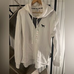 NWT White Hoodie with Black Dog Logo